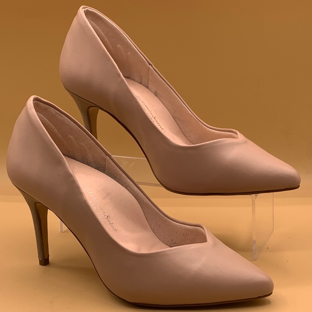 Antonia Saint Women's Nude Pointed Toe Mid Heel Pumps Made in ITALY - Size 8B